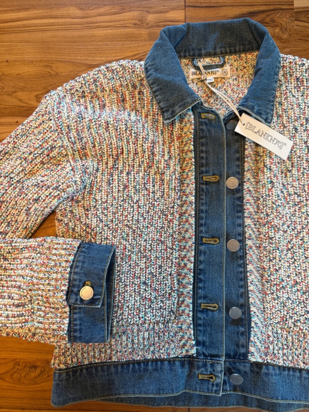Blank NYC Multicolor Knit & Denim Jacket